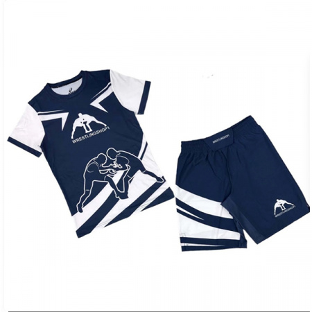 Комплект шорты/футболка (2) WRESTLINGSHOP1 12077, цвет синий (L) / WS