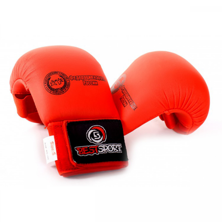Накладки на руки для каратэ WKF, BS-з26, EKF, без пальца (красный, р. XL)