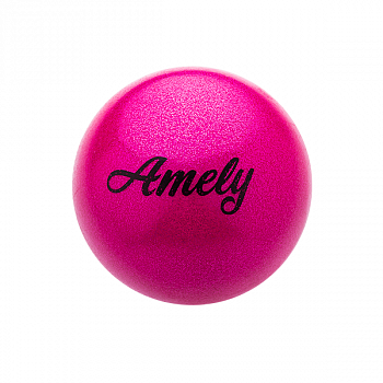 Мяч для х/г Amely AGB-103 19 см, розовый, с насыщенными блестками / 14050