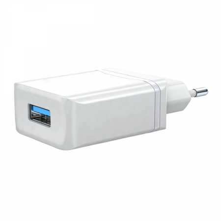 Зарядное устройство (сеть-220V) с USB 1гнездо выход (QC3.0 3000mA) White