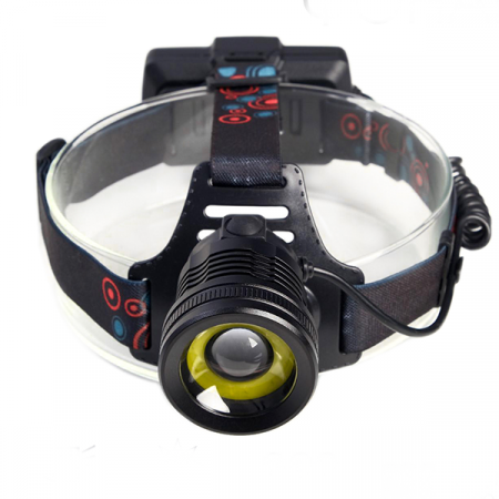 Фонарь налобный аккумуляторный 10 Вт, 2х1200 мАч, USB, T6, COB, zoom / 6117049